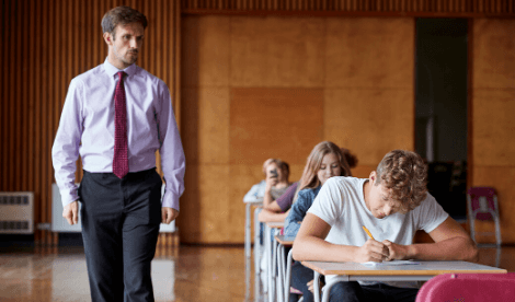 Invigilator in school hall