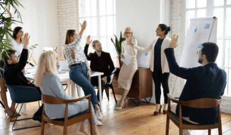 Group with raised hands