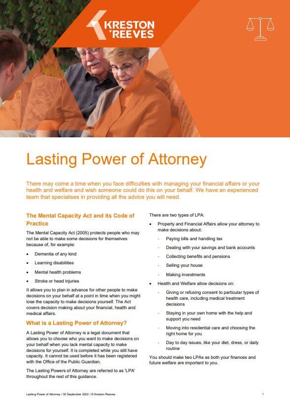 Lasting power of attorney