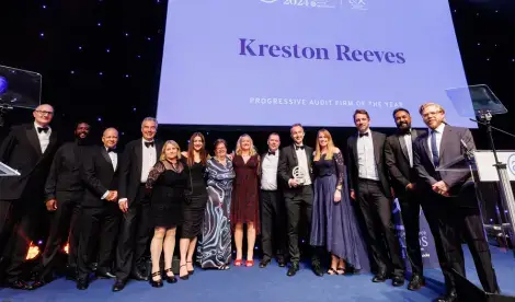 Kreston Reeves people attending the Accounting Excellence Awards 2024 after winning 2 awards for International firm of the year and Progressive audit firm of the year.